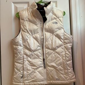 White north face puffer vest